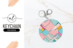 Abstract Geometric Round Keychain Png Mockup Product Image 1
