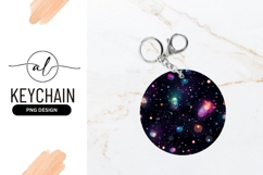 Round Keychain Png With Galaxy Design Mockup Product Image 1