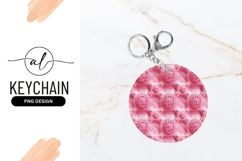 Round Keychain Png With Pink Floral Design Product Image 1