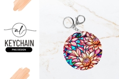 Floral Round Keychain Png Image Design Template Product Image 1