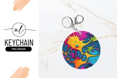 Vibrant Abstract Round Keychain Png Design Product Image 1