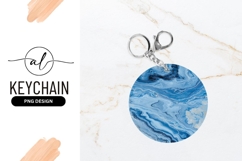 Round Keychain With Blue Abstract Design Product Image 1
