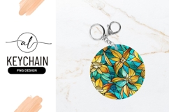 Floral Round Keychain Png Design Template Product Image 1