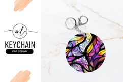 Round Keychain Png With Floral Pattern Design Product Image 1