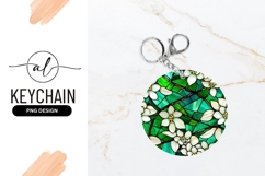 Floral Round Keychain Png Design Template Product Image 1