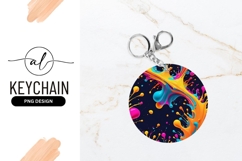 Round Keychain Png Colorful Splash Design Mockup Product Image 1