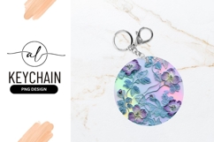 Floral Round Keychain Png Design Mockup Product Image 1