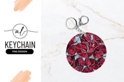 Red Rose Stained Glass Round Keychain Png Product Image 1