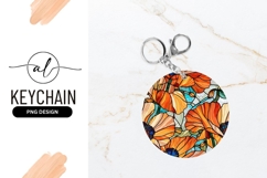 Floral Round Keychain Png Design Template Product Image 1