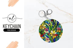 Stained Glass Floral Design with Yellow Pink and Red Flowers Product Image 1