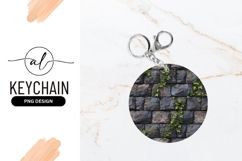 Round Keychain With Stone Wall Design Mockup Product Image 1