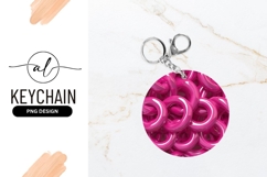 Glossy Pink Round Keychains Overlapping in a Circular Product Image 1