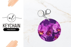 Purple Orchid Flowers with Water Droplets in a Round Shape Product Image 1