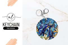 Stained Glass Floral Design in Blue and Gold Circular Product Image 1