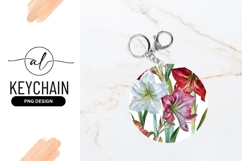 Round Keychain Floral Amaryllis Png Design Product Image 1