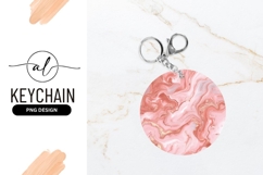 Pink and Rose Gold Swirls Round Keychain Png Abstract Marble Product Image 1