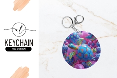Colorful Cartoon Turtles Floating in a Pink and Blue Product Image 1