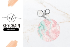 Pink and Teal Swirls Round Keychain Png Abstract Marble Product Image 1