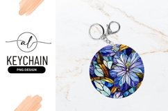 Stained Glass Floral Design in a Round Shape with Blue Product Image 1