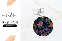 Floral Illustration on Round Keychain Png Product Image 1