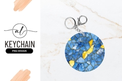 Blue and Yellow Abstract Mosaic Circle with Gold Outlines Product Image 1