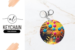 Round Keychain Png with Abstract Colorful Bubbles Product Image 1