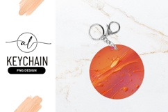 Orange Paint Splash Abstract Round Keychain Png Product Image 1
