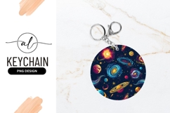 Space Galaxy Pattern Round Keychain Png Product Image 1