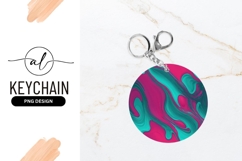 Abstract Pink Teal Liquid Swirl Round Keychain Png Product Image 1