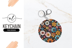 Round Floral Oil Painting For Keychain Design Product Image 1