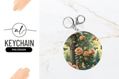 Peach Roses And Butterflies Garden Scene Product Image 1
