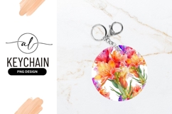 Watercolor Floral Bouquet For Round Keychain Png Product Image 1