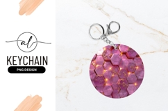 Pink Hexagon Abstract Background Round Keychain Png Product Image 1