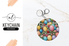 Balloons And Roses Round Keychain Png Design Product Image 1
