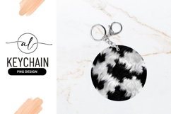Black And White Furry Round Keychain Png Product Image 1