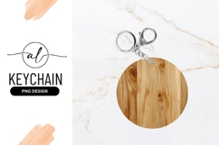 Round Wooden Keychain Mockup On Marble Background Product Image 1