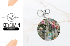 Roses On A Rustic Gate Round Keychain Png Product Image 1
