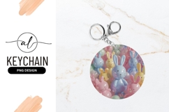 Pastel Easter Bunny Round Keychain Png Product Image 1