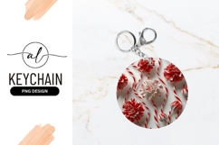 Candy Canes And Flowers Round Keychain Png Product Image 1
