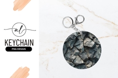 Round Keychain Featuring Stone Texture Design Product Image 1