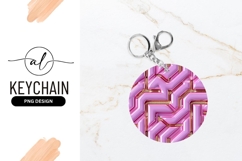 Pink And Gold Geometric Pattern Round Keychain Png Product Image 1