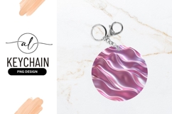 Pink Iridescent Waves Round Keychain Png Product Image 1