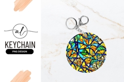 Abstract Stained Glass Round Keychain Design Template Product Image 1