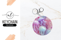 Pastel Jellyfish Round Keychain Png Illustration Product Image 1