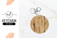 Round Keychain Wood Grain Surface Mockup Product Image 1