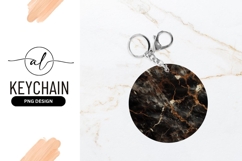 Black And Gold Marble Round Keychain Png Product Image 1