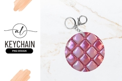 Pink Quilted Leather Texture Round Keychain Png Product Image 1
