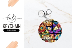 Vibrant Floral Round Keychain Png Design Product Image 1