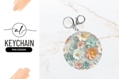 Pastel Paper Flowers Background For Round Keychain Png Product Image 1
