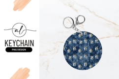 Blue Christmas Gifts And Stars Round Keychain Product Image 1
